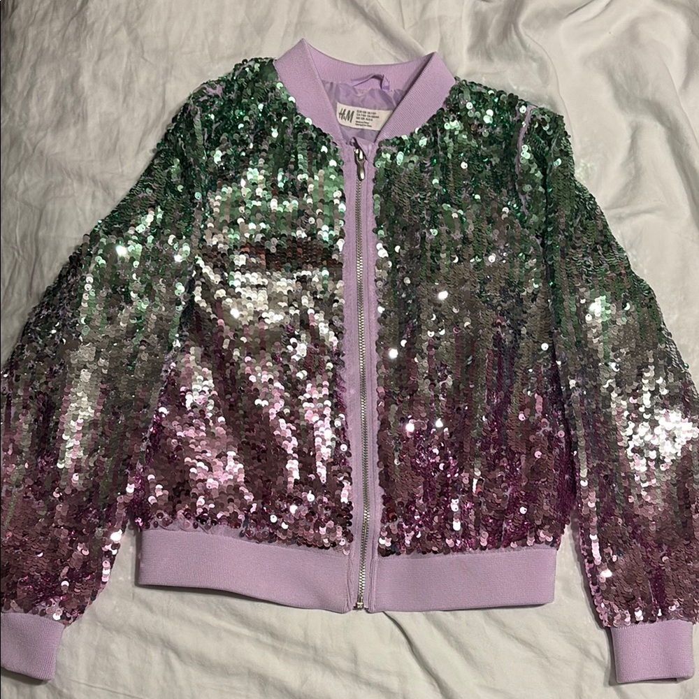 H&M Green and Pink Sequin Jacket